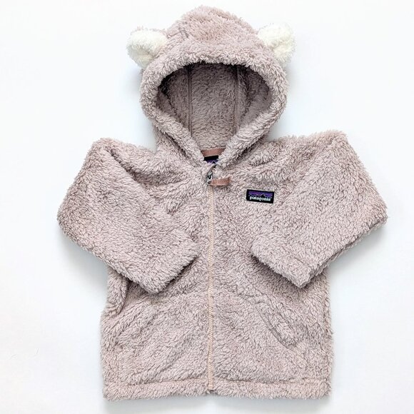 Patagonia Baby Furry Friends Hoodie Fleece Teddy Bear Ears Jacket Kids 12-18 M